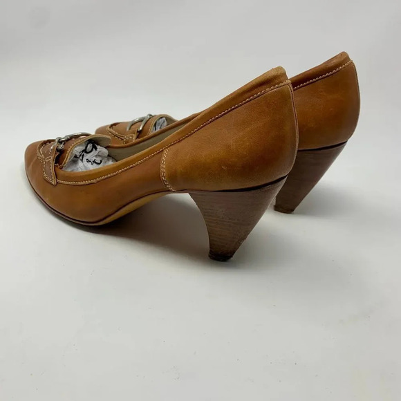 AGL Atillio Giusti Leombruni Heels Pointed Buckle Cognac Leather Brown Size 9.5 - Picture 9 of 12